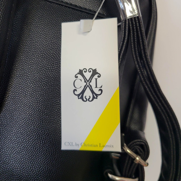 CXL By Christian Lacroix Backpack Womens Black Pine Caviar Leather Purse New main image 15